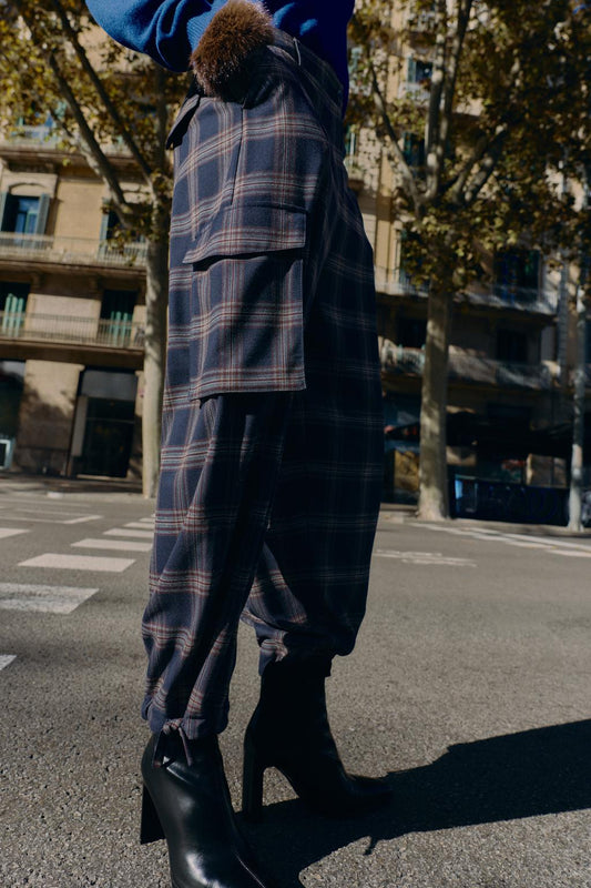 PANTALON BOMBACHO CARGO À CARREAUX