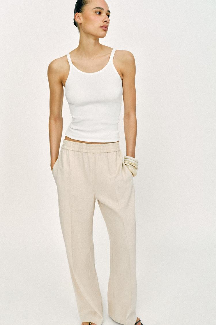 PANTALON DROIT AVEC LIN