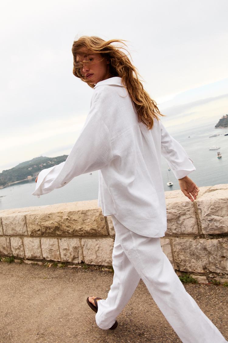 PANTALON DROIT AVEC LIN