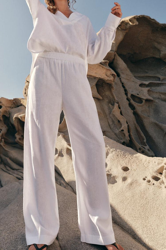 PANTALON DROIT AVEC LIN