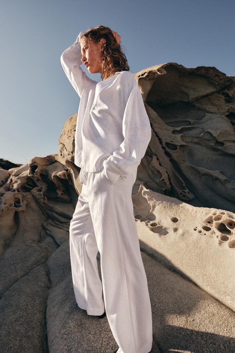 PANTALON DROIT AVEC LIN