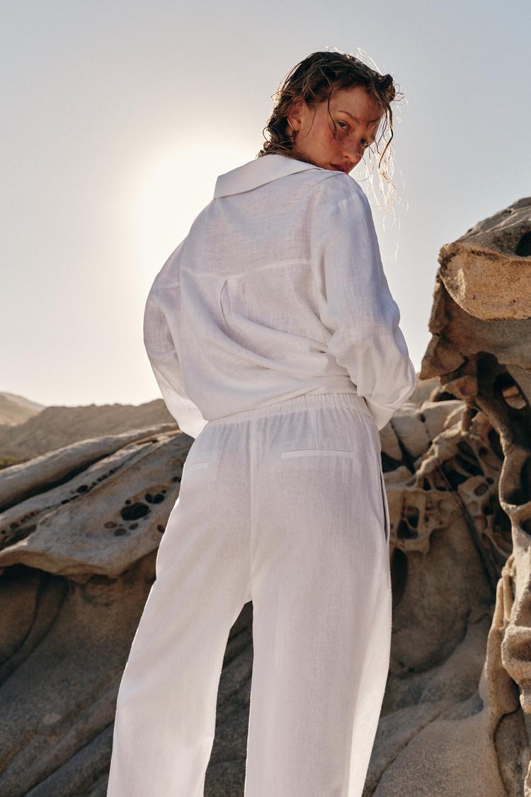 PANTALON DROIT AVEC LIN