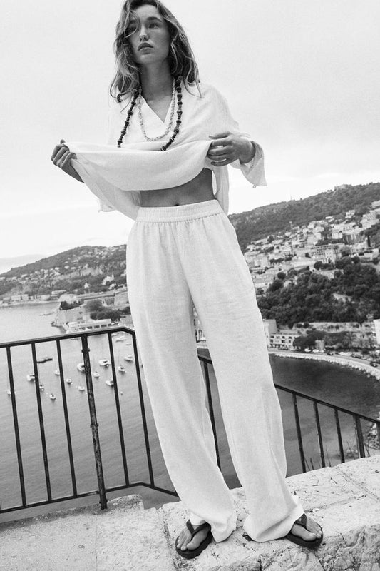 PANTALON DROIT AVEC LIN