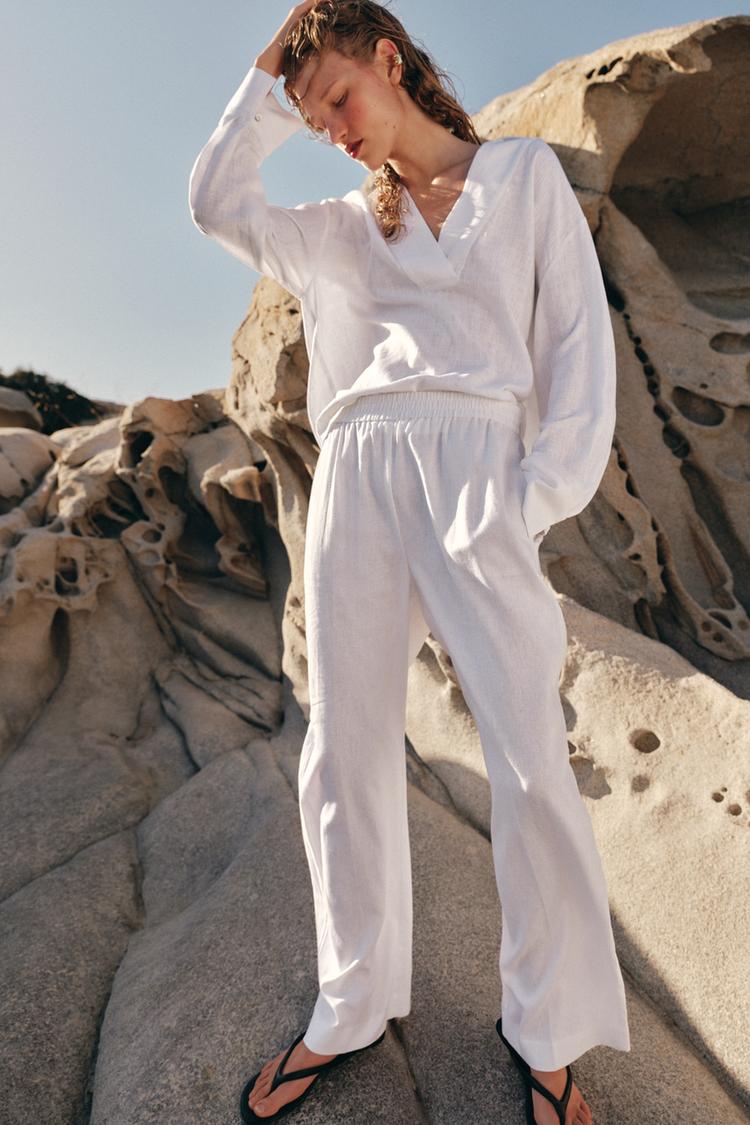 PANTALON DROIT AVEC LIN