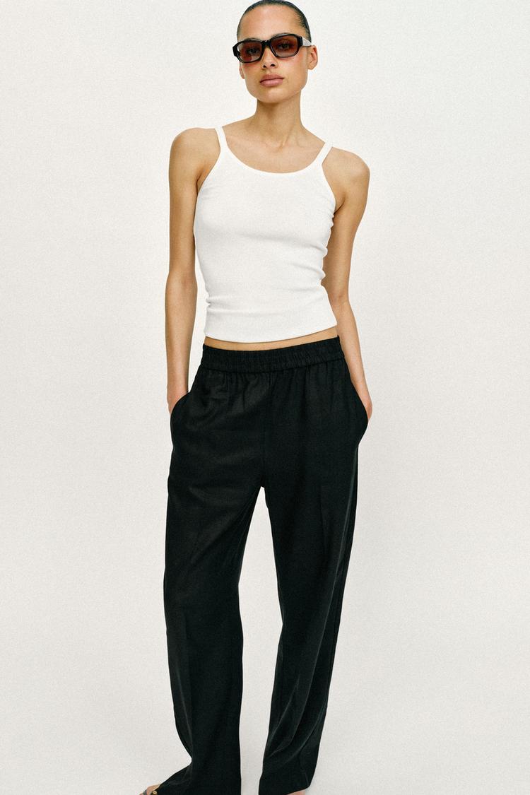 PANTALON DROIT AVEC LIN