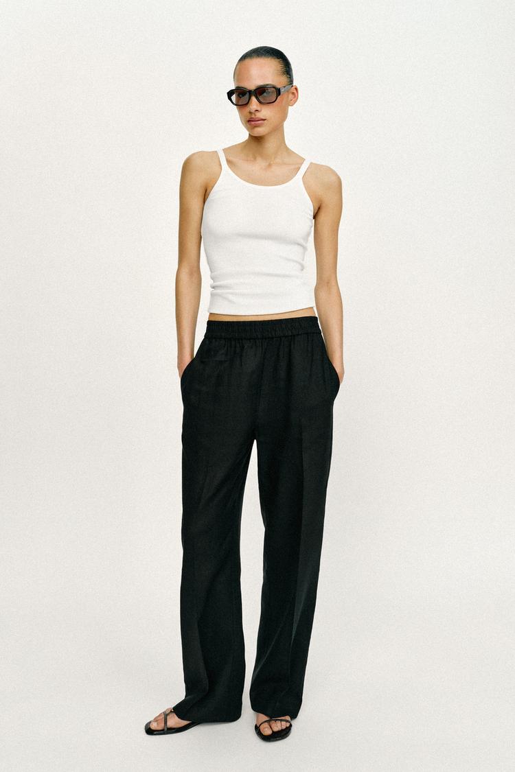 PANTALON DROIT AVEC LIN