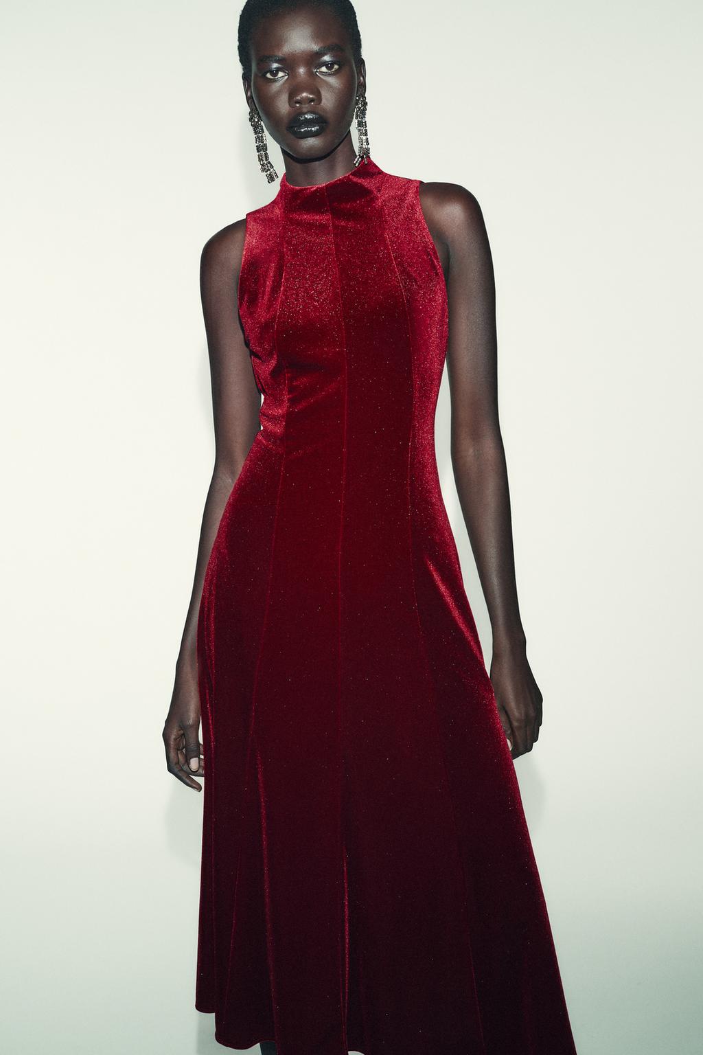 ROBE MI-LONGUE EN VELOURS