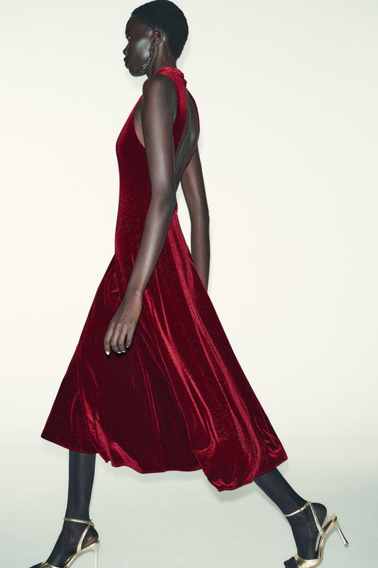 ROBE MI-LONGUE EN VELOURS