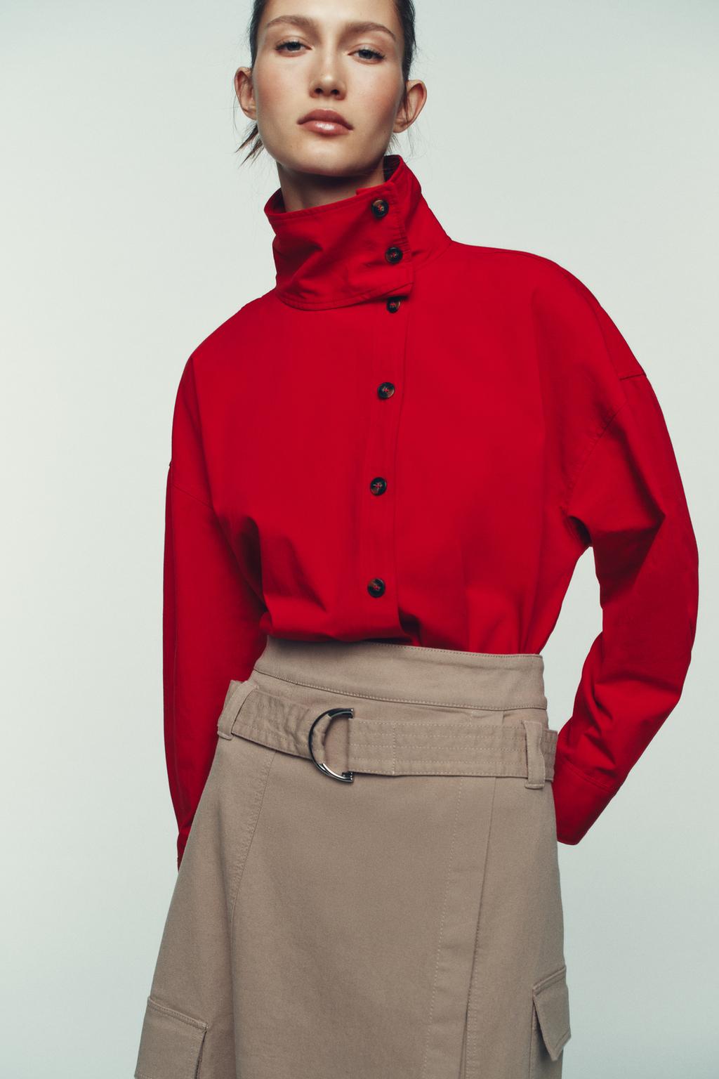 CHEMISE CACHE-CŒUR À COL MONTANT