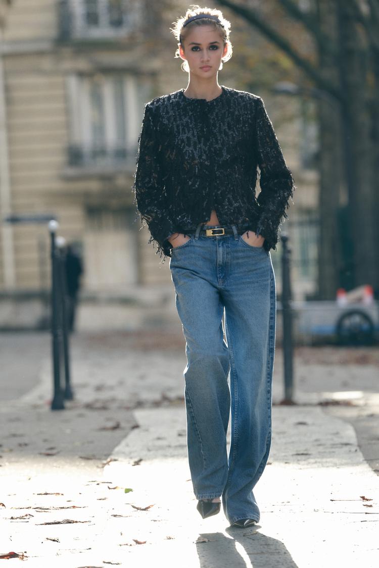 VESTE À FRANGES ET SEQUINS