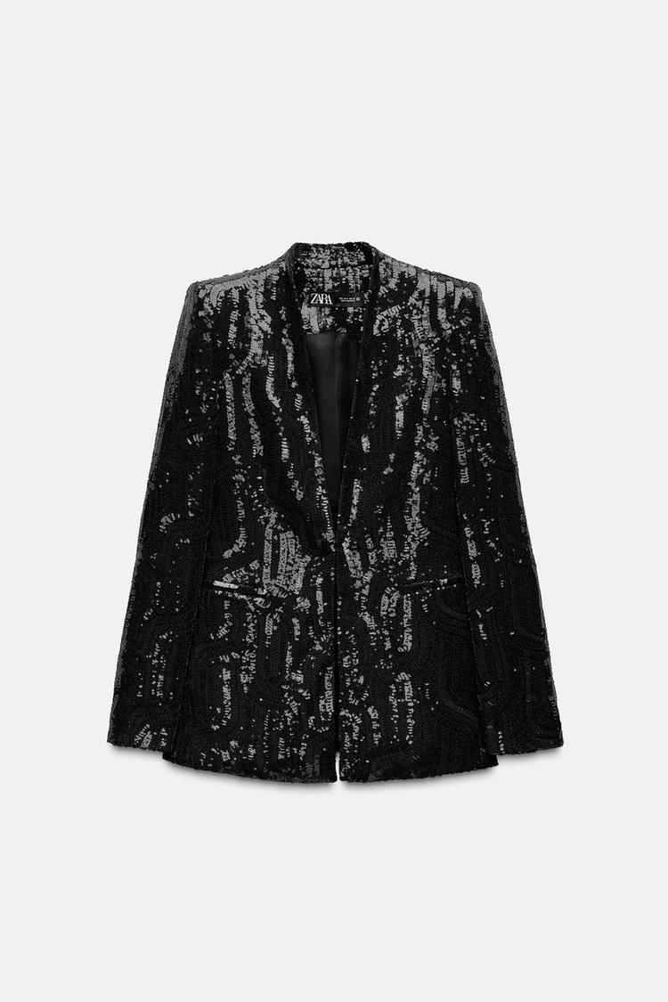 VESTE SANS REVERS À PAILLETTES