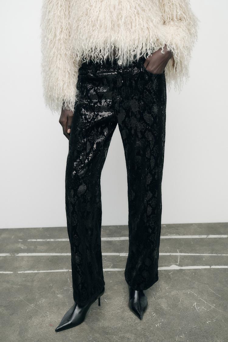 PANTALON EN VELOURS À SEQUINS