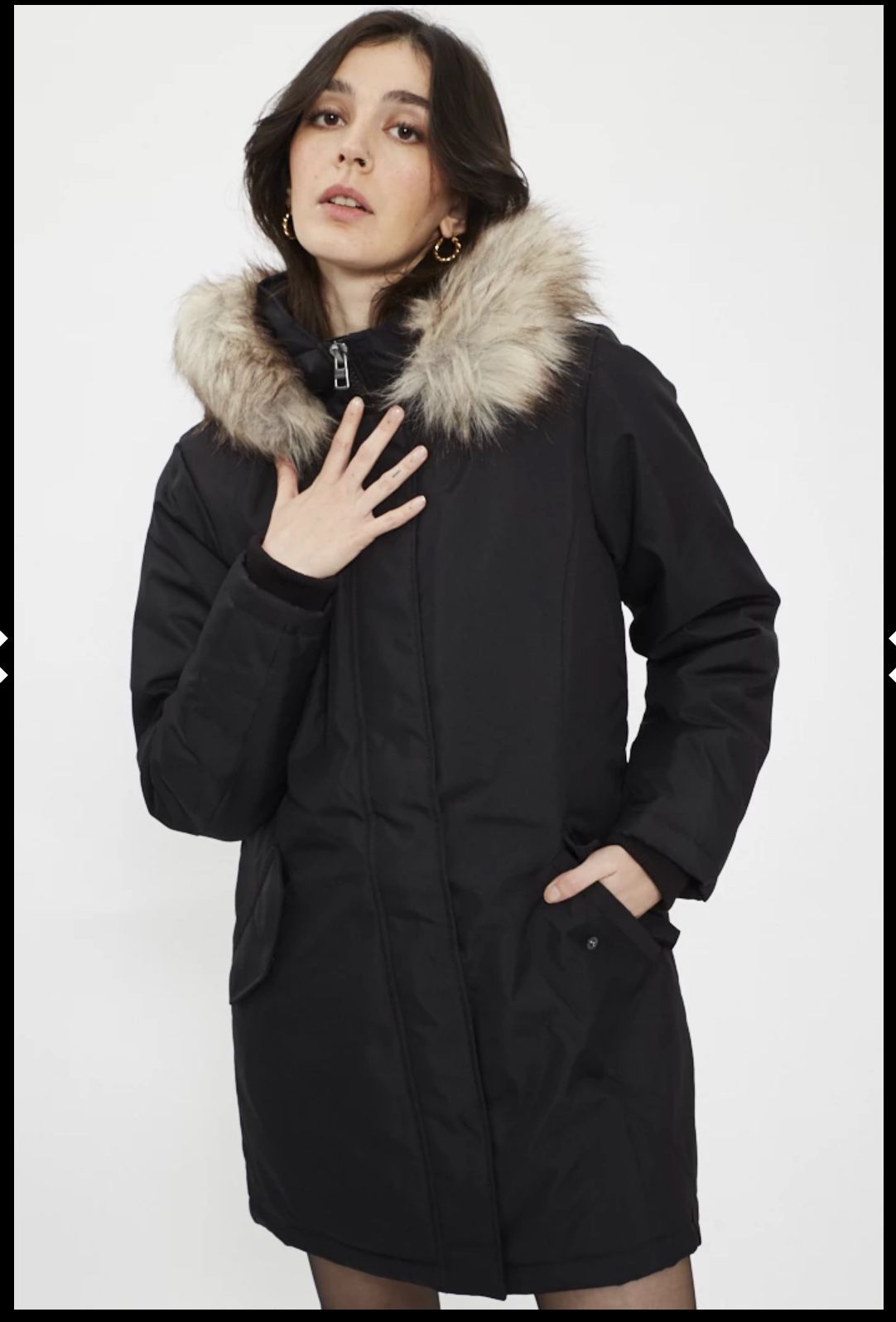 ONLY FEM WOV - PARKA - BLACK DÉTAIL NATURE FUR