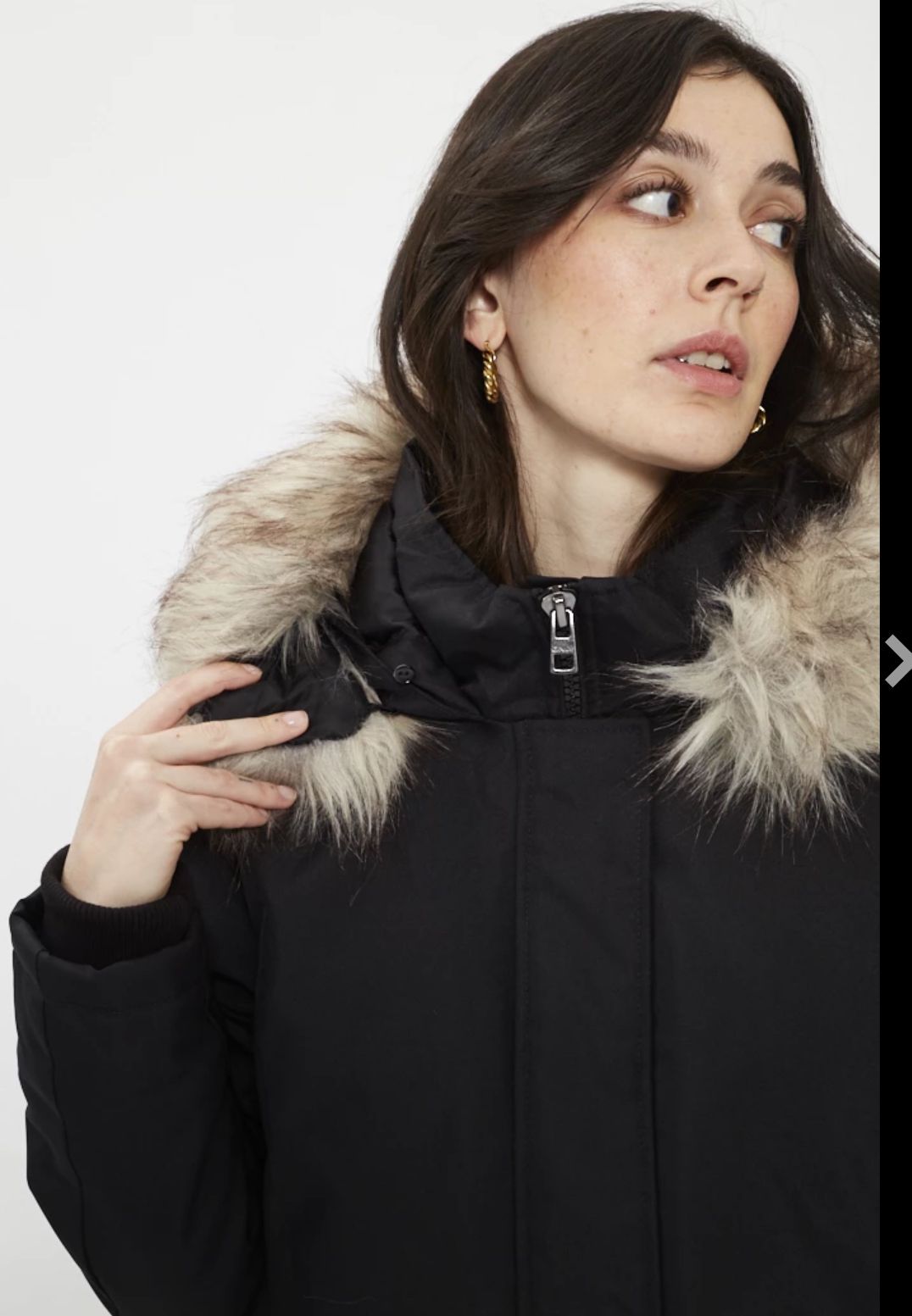 ONLY FEM WOV - PARKA - BLACK DÉTAIL NATURE FUR