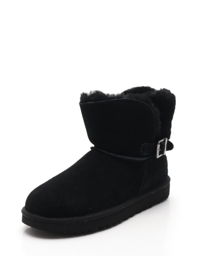 UGG CLASSIC MINI KAREN BUCKLE BLACK SHEEPSKIN BOOT