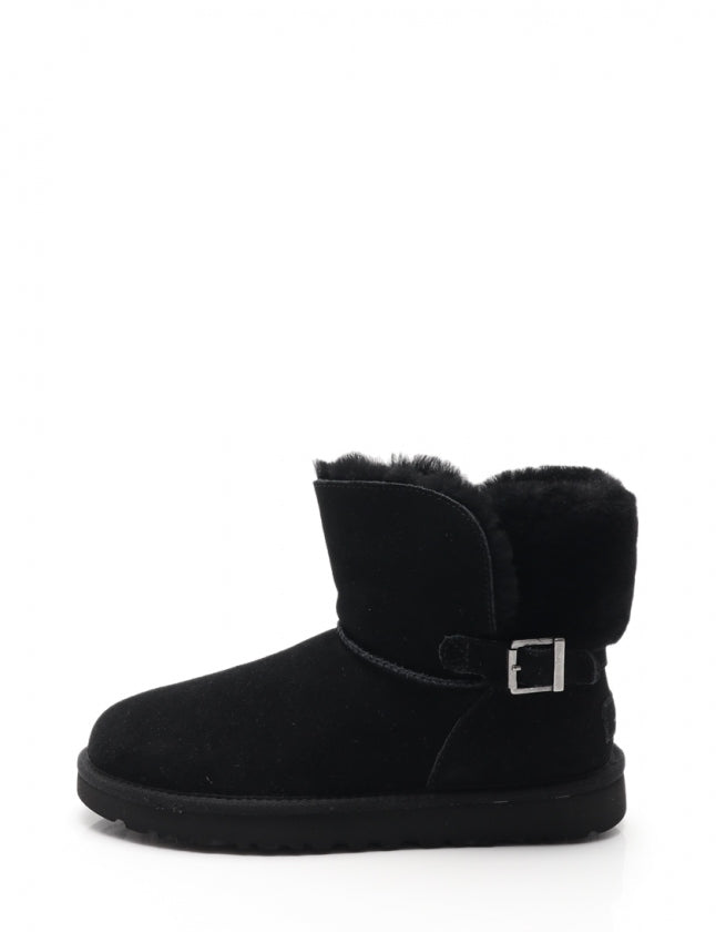 UGG CLASSIC MINI KAREN BUCKLE BLACK SHEEPSKIN BOOT