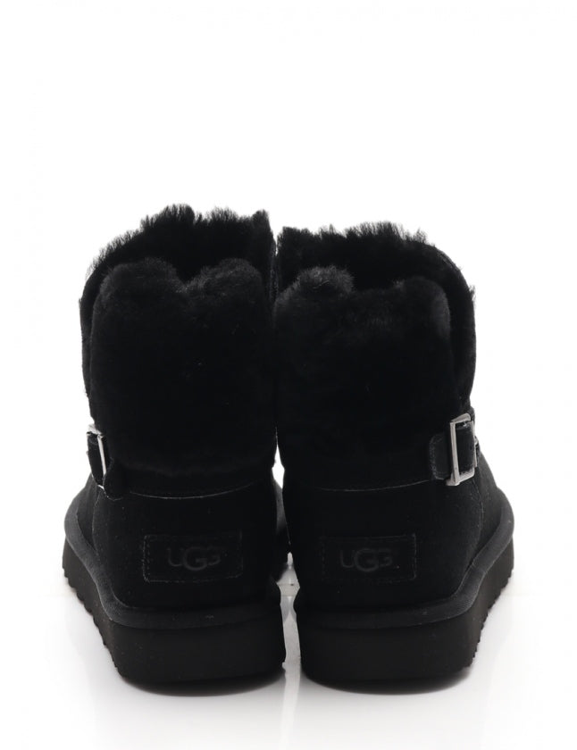 UGG CLASSIC MINI KAREN BUCKLE BLACK SHEEPSKIN BOOT