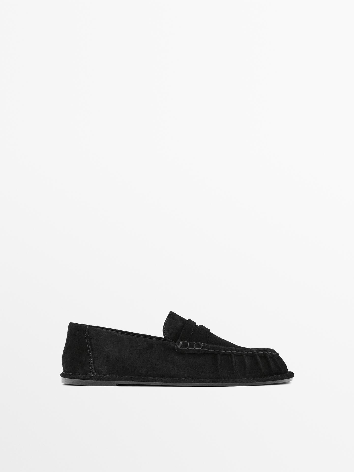 MOCASSINS EN DAIM FRONCÉ