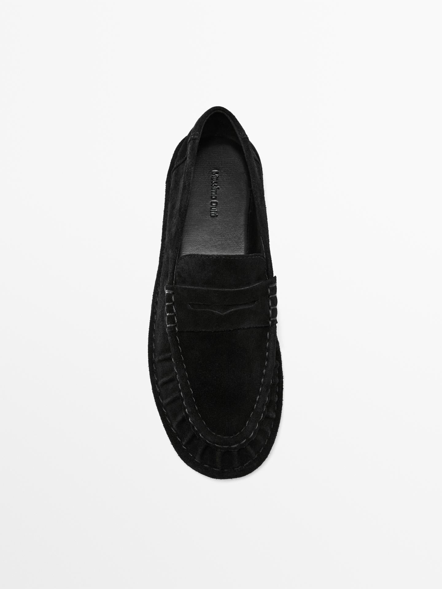 MOCASSINS EN DAIM FRONCÉ