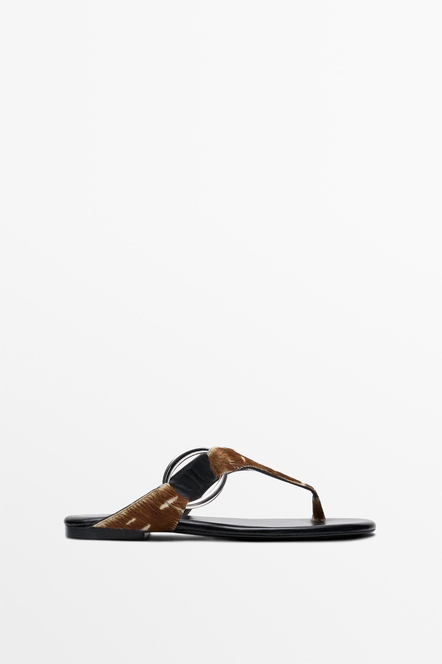 SANDALE PLATE CUIR IMPRIMÉE