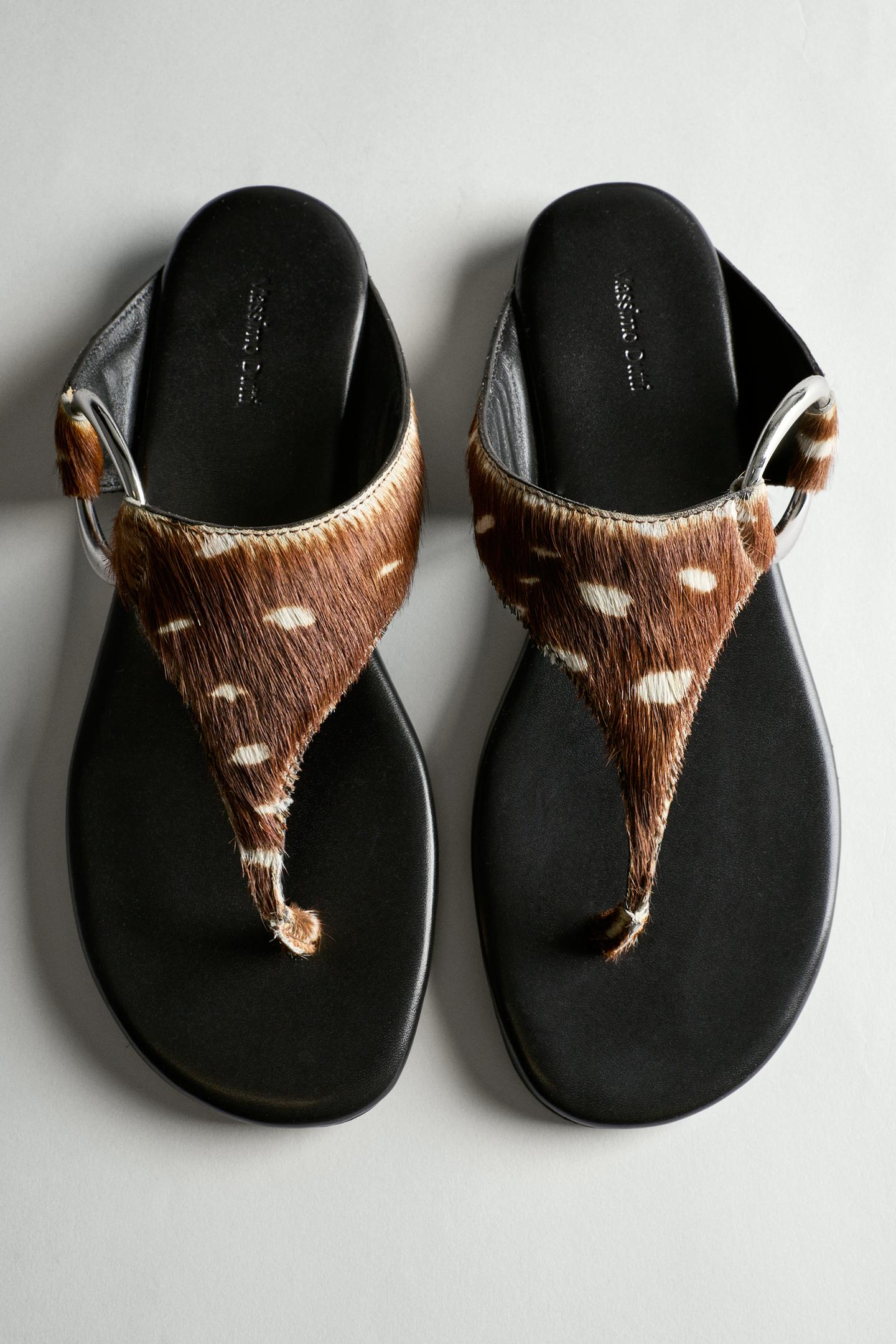 SANDALE PLATE CUIR IMPRIMÉE