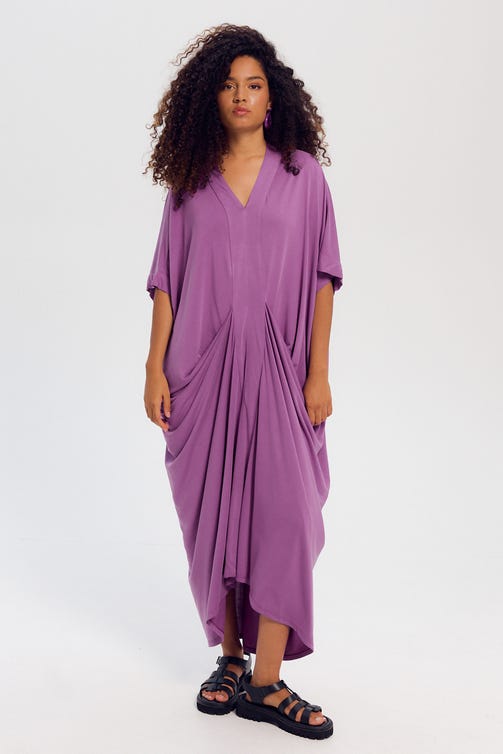 Robe Caftan Unie Femme Cassis Promod