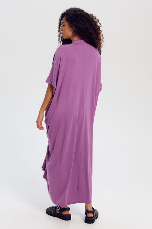 Robe Caftan Unie Femme Cassis Promod