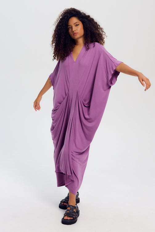 Robe Caftan Unie Femme Cassis Promod