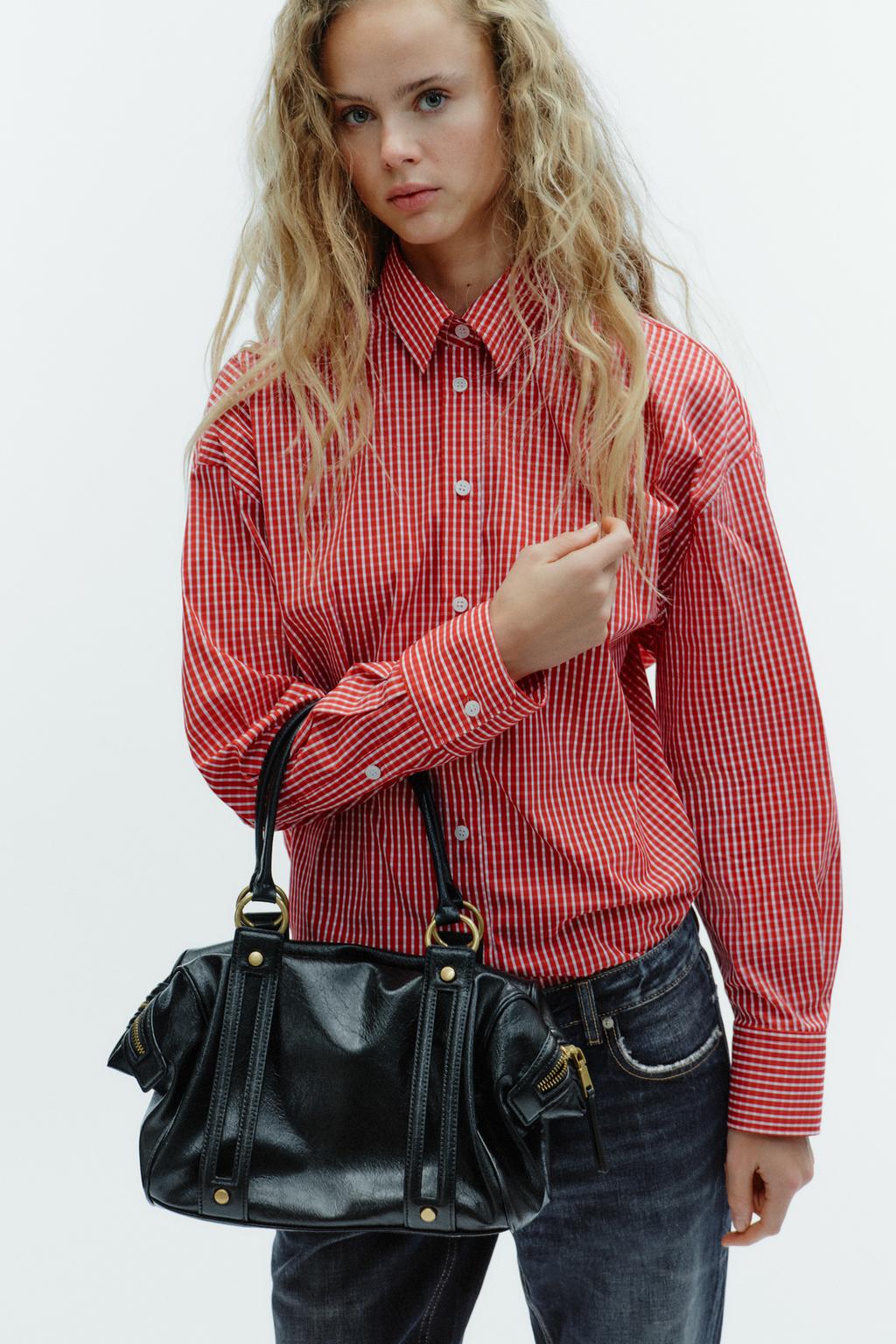 CHEMISE OVERSIZE EN POPELINE À CARREAUX