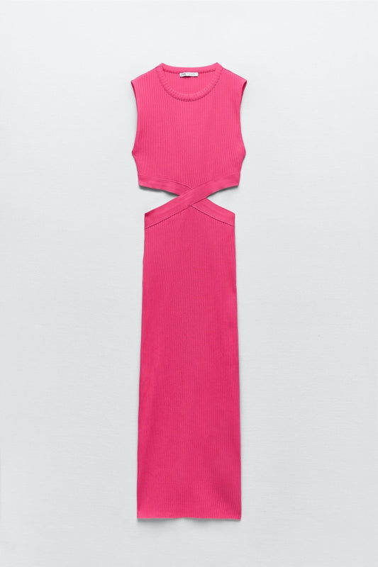 CUT OUT FITTED RIB DRESS