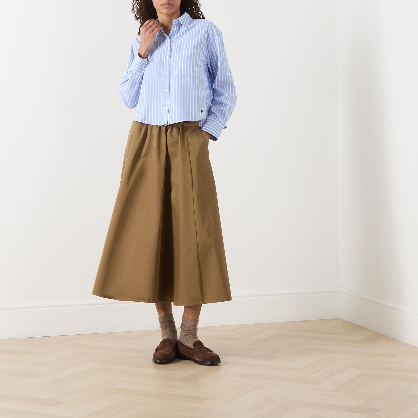 CHEMISE EN COTON OXFORD À RAYURES - AZURE