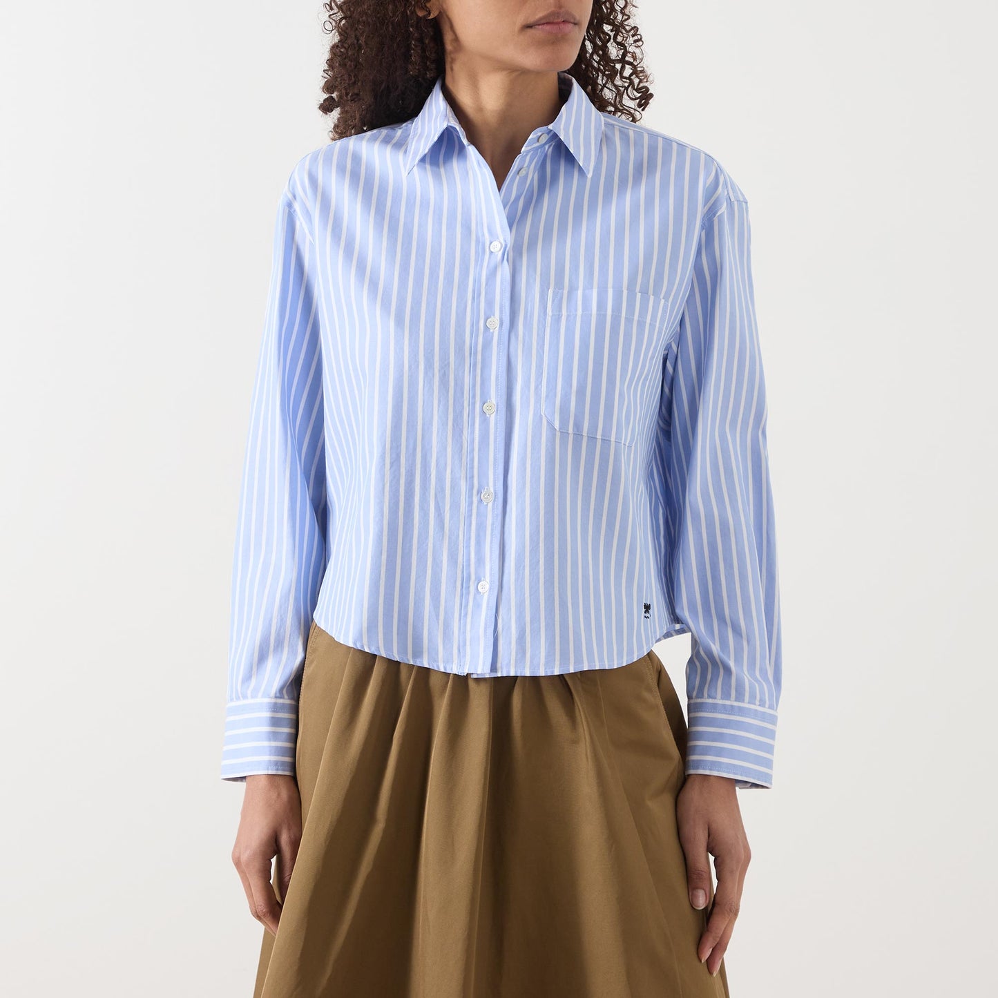 CHEMISE EN COTON OXFORD À RAYURES - AZURE