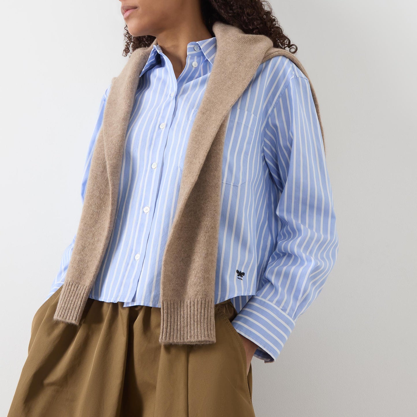 CHEMISE EN COTON OXFORD À RAYURES - AZURE