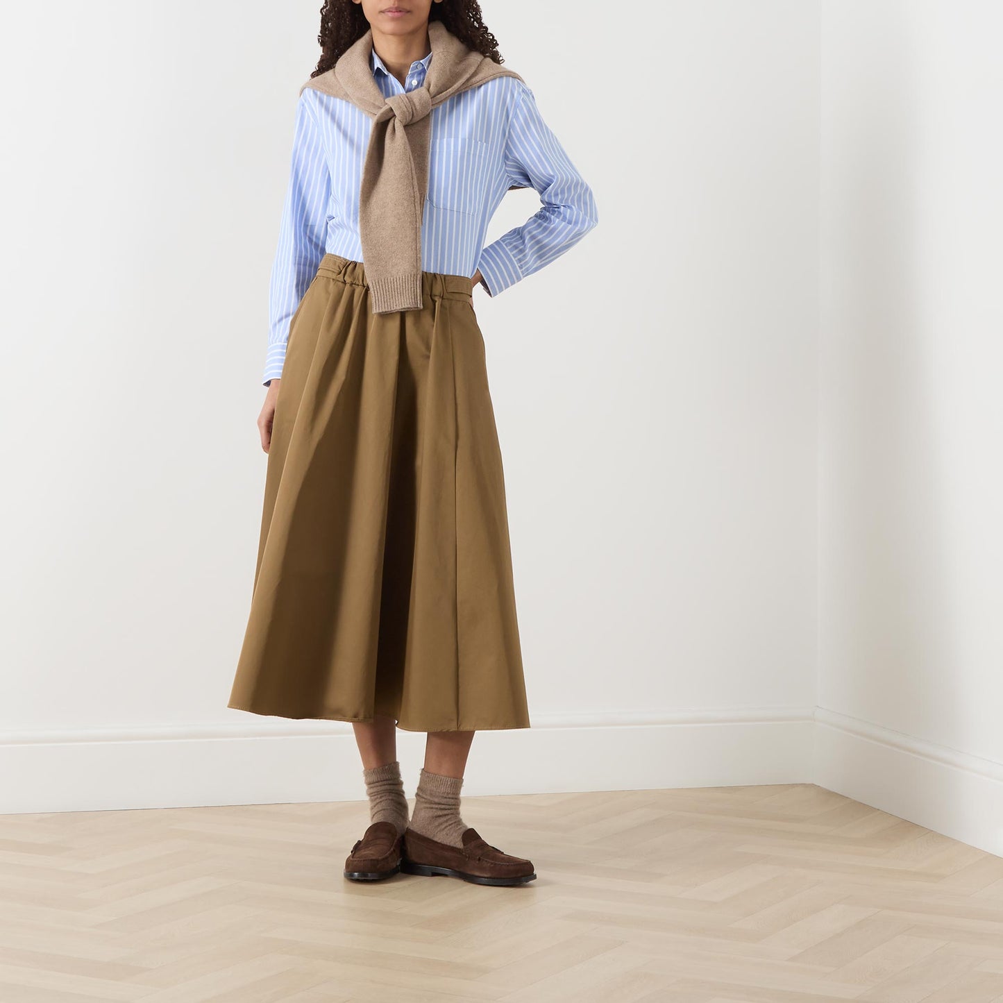 CHEMISE EN COTON OXFORD À RAYURES - AZURE