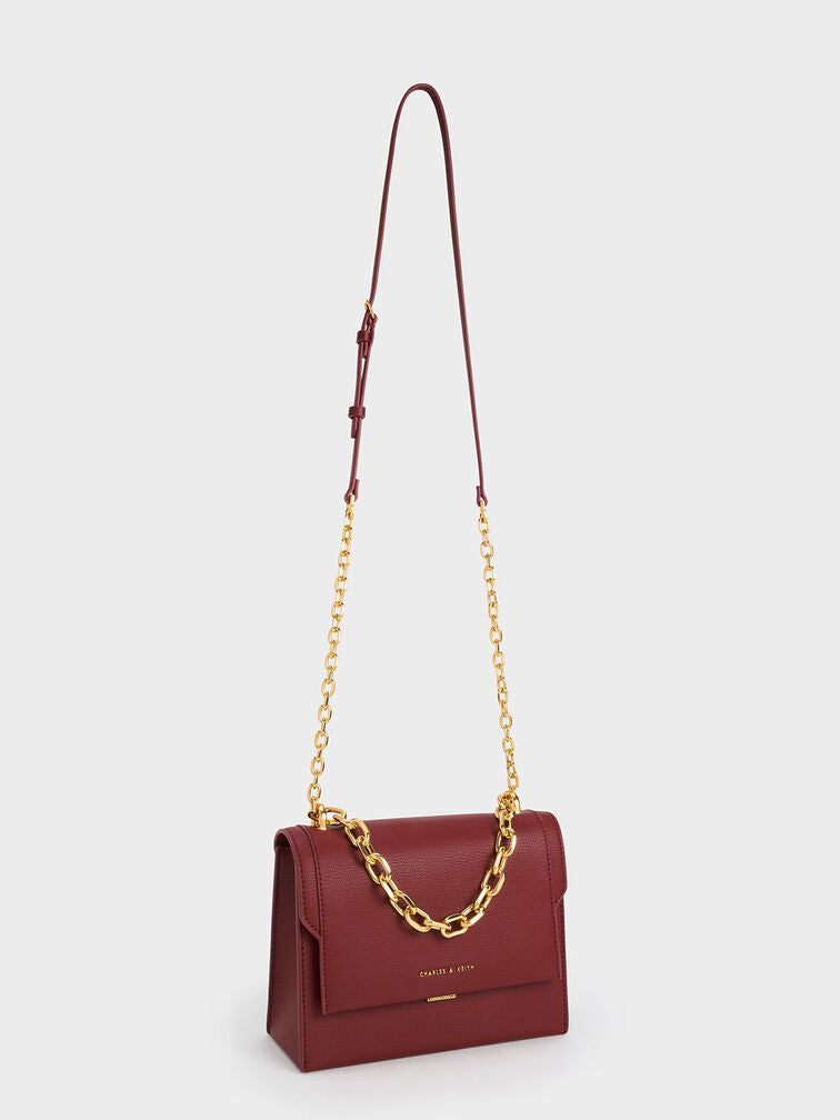 CHARLES & KHEITH Sac Front Flap Chain Handle Crossbody