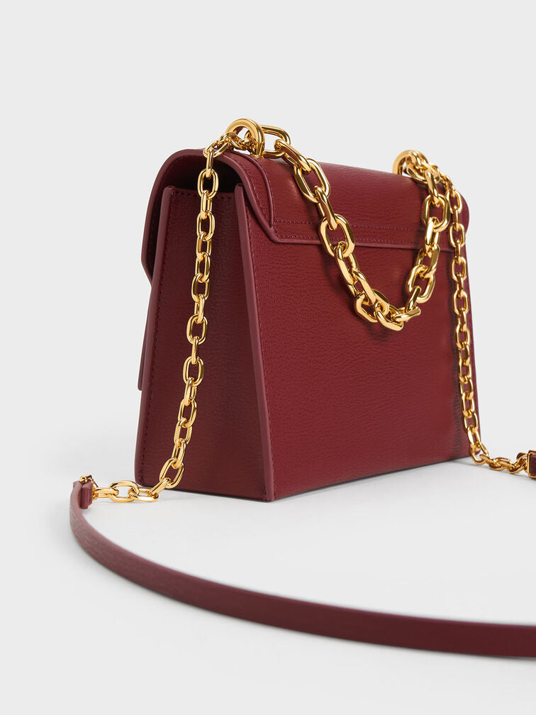 CHARLES & KHEITH Sac Front Flap Chain Handle Crossbody