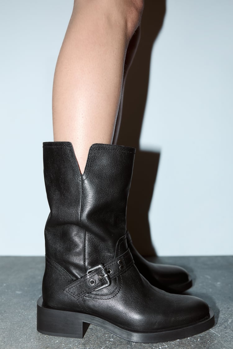 ZARA LEATHER BIKER BOOTS