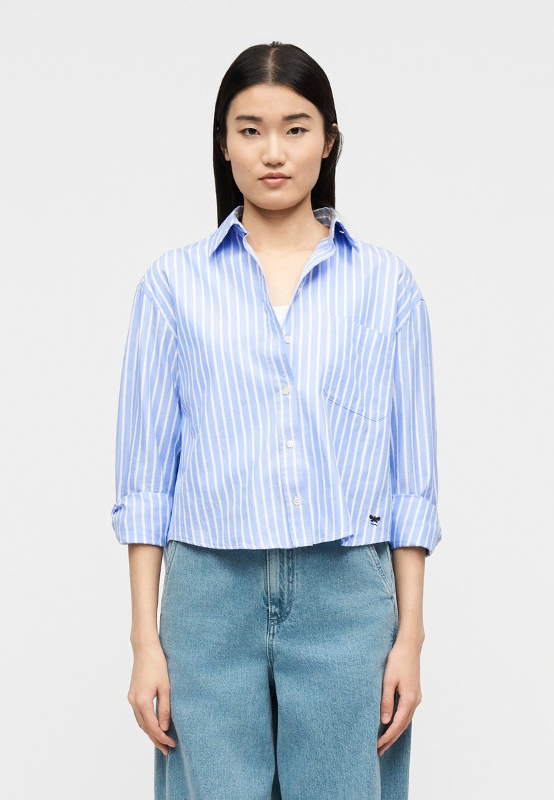 CHEMISE EN COTON OXFORD À RAYURES - AZURE