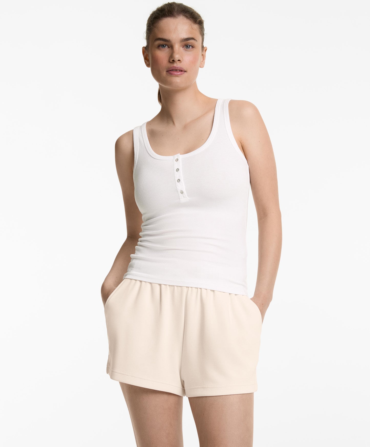 SLEEVELESS BUTTONED TOP WITH COTTON AND MODAL