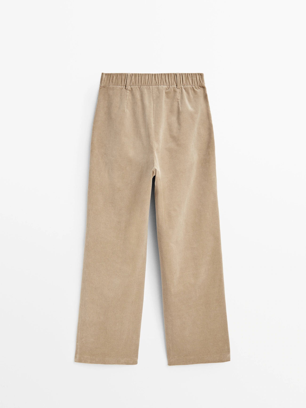 PANTALON DROIT EN MICROVELOURS CÔTELÉ À TAILLE ÉLASTIQUE MASSIMO DUTTI BEIGE