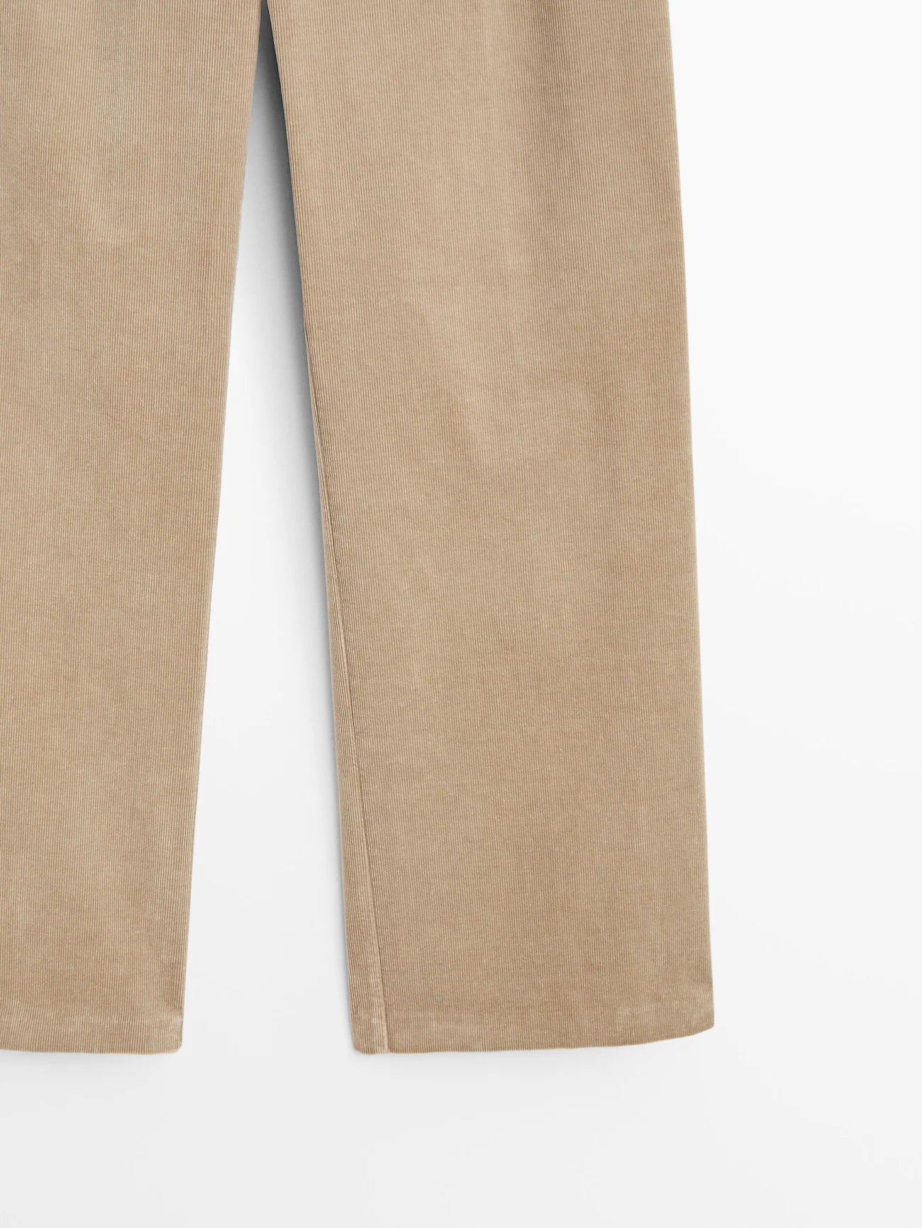 PANTALON DROIT EN MICROVELOURS CÔTELÉ À TAILLE ÉLASTIQUE MASSIMO DUTTI BEIGE