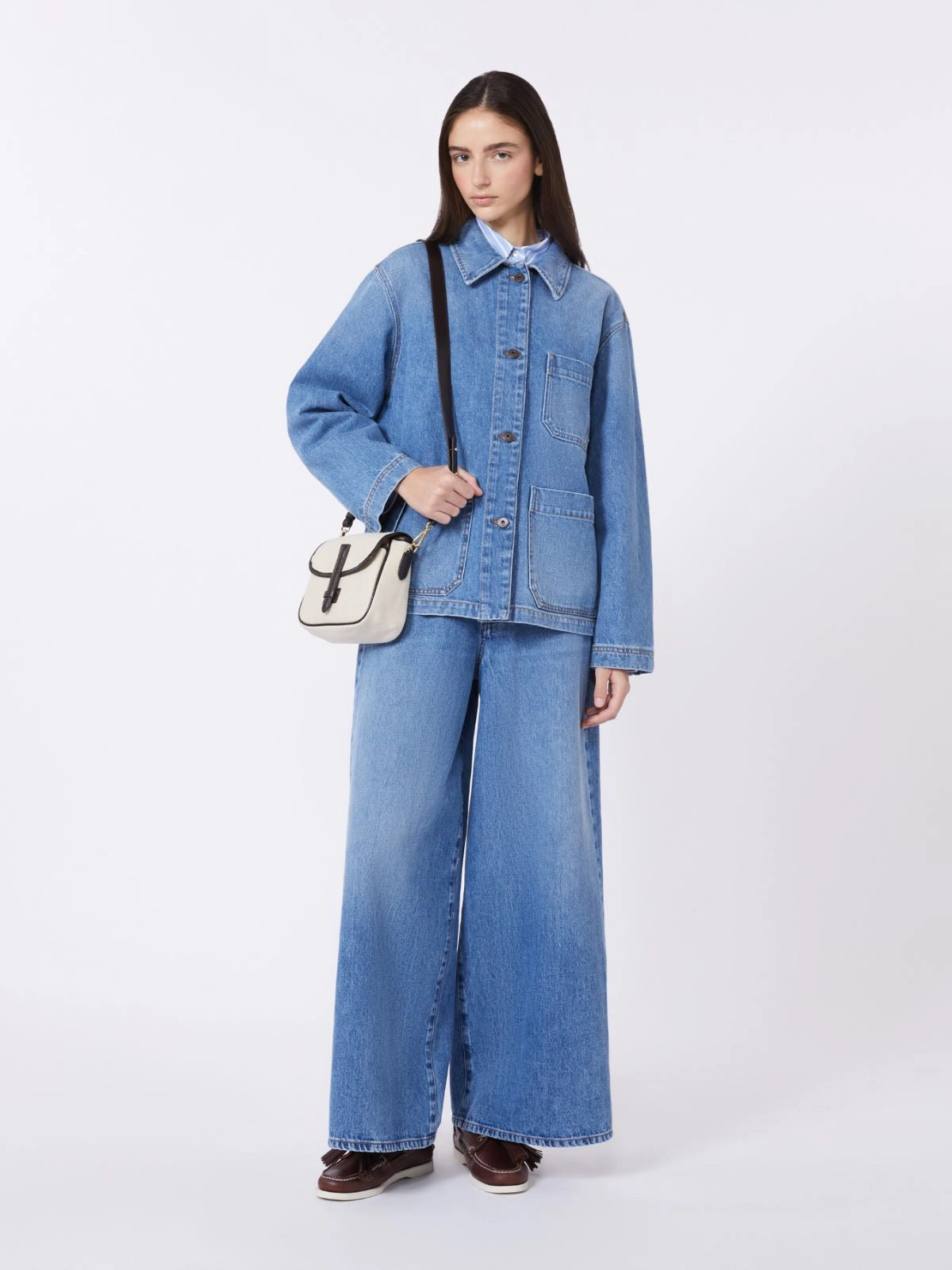 CHEMISE EN COTON OXFORD À RAYURES - AZURE