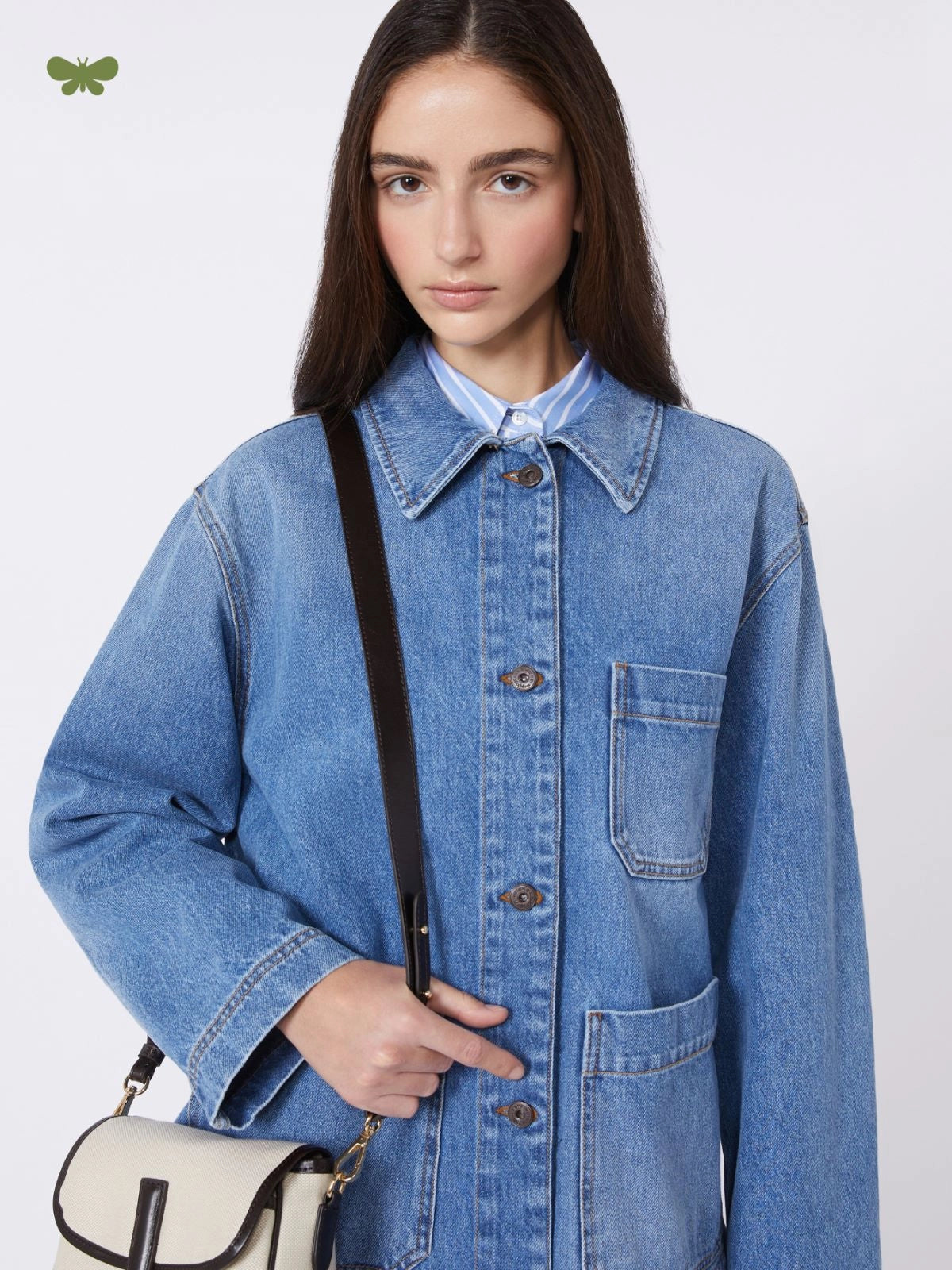 CHEMISE EN COTON OXFORD À RAYURES - AZURE