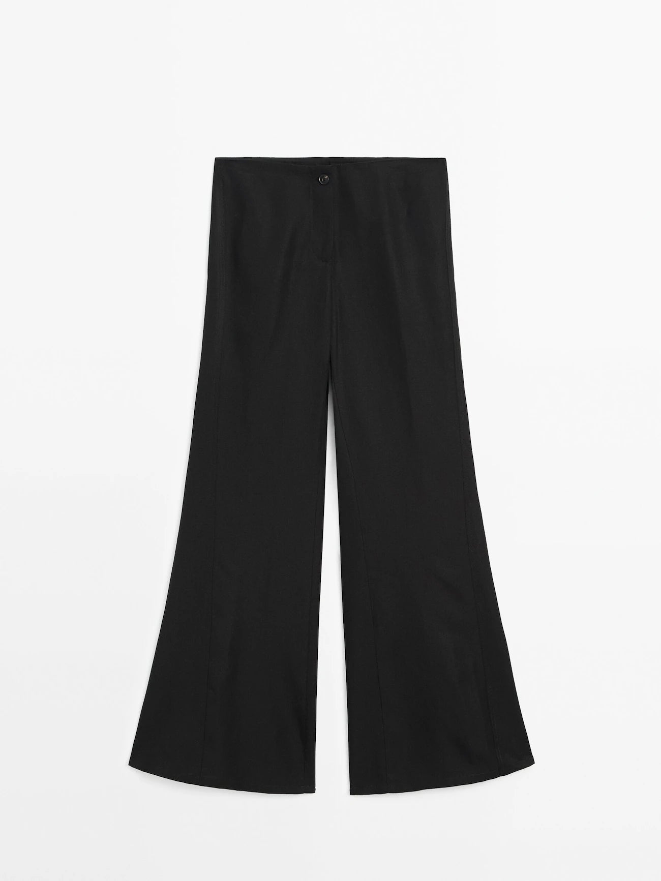 PANTALON FLARE EN FIBRE DE CELLULOSE MÉLANGÉ AVEC COUTURES MARQUÉES MASSIMO DUTTI