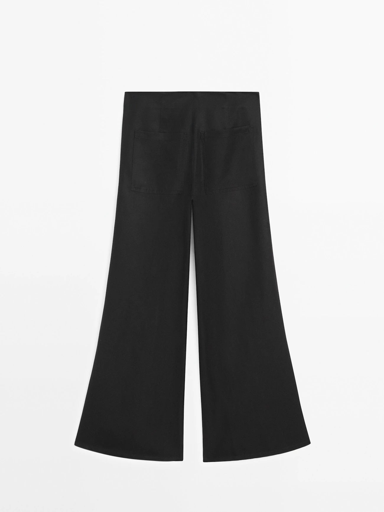 PANTALON FLARE EN FIBRE DE CELLULOSE MÉLANGÉ AVEC COUTURES MARQUÉES MASSIMO DUTTI