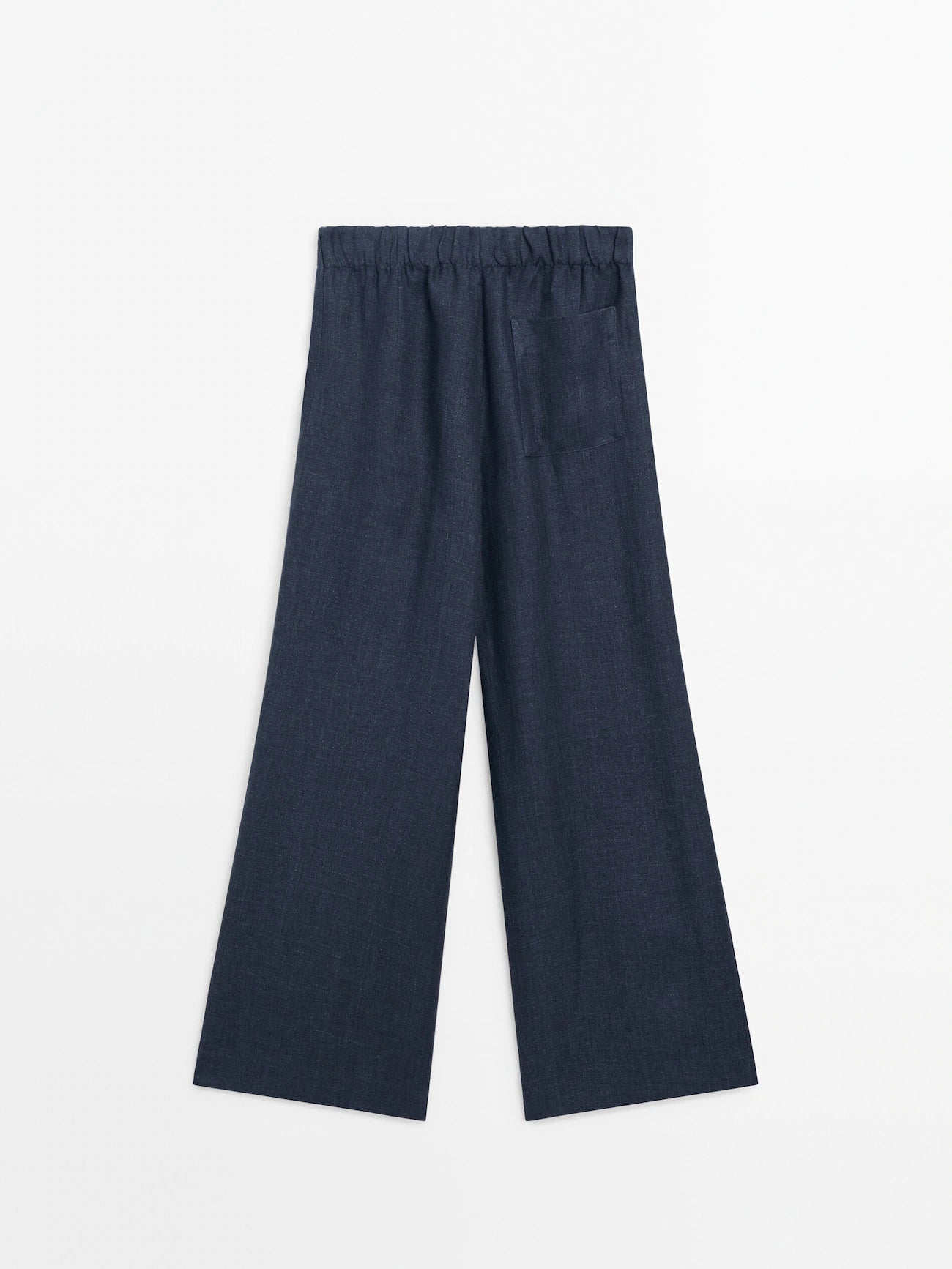 Pantalon Large À Taille Élastique Massimo Dutti Bleu Marine