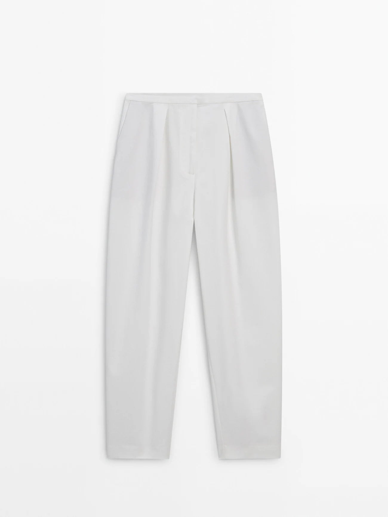 PANTALON BARRELL EN MÉLANGE DE COTON MASSIMO DUTTI