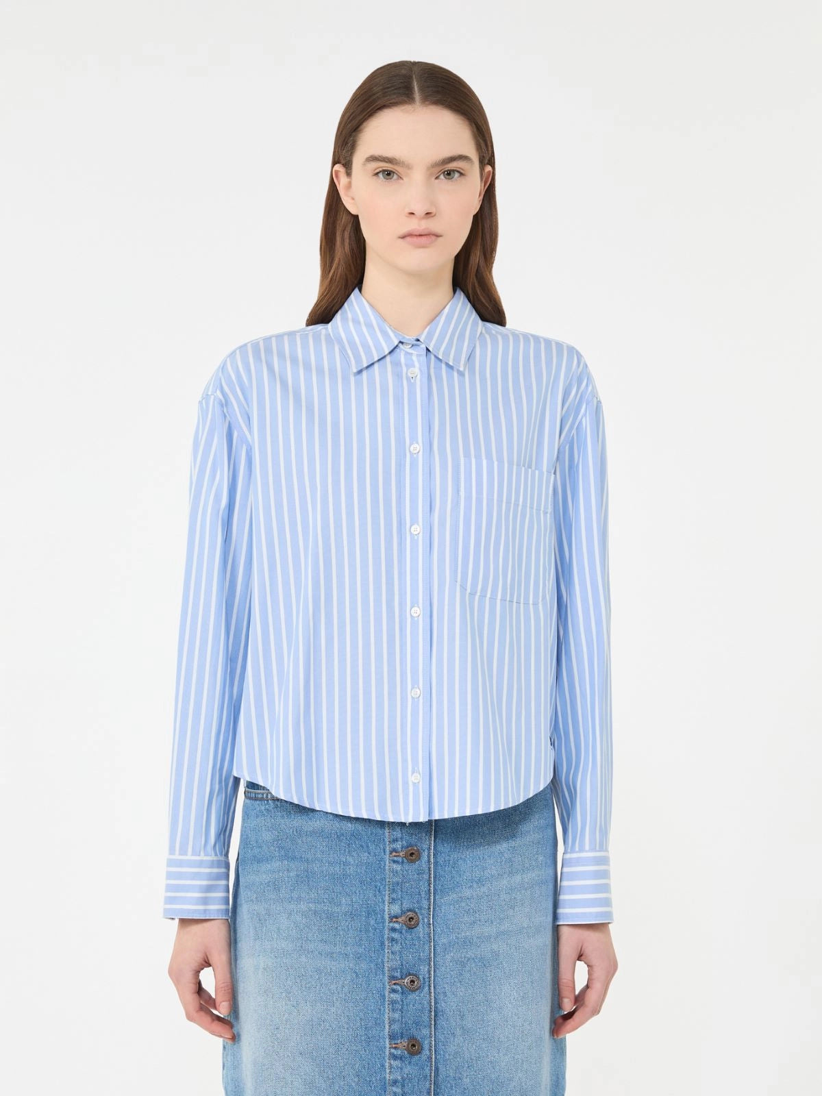 CHEMISE EN COTON OXFORD À RAYURES - AZURE