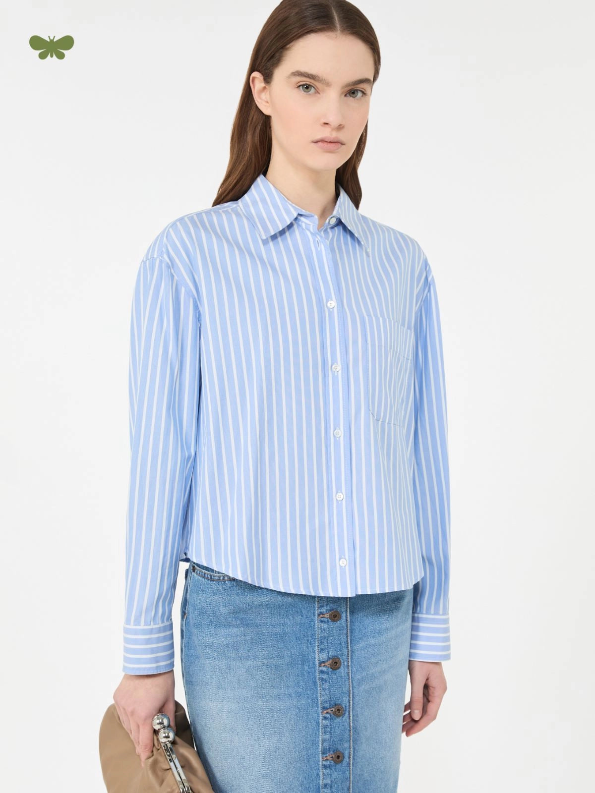 CHEMISE EN COTON OXFORD À RAYURES - AZURE