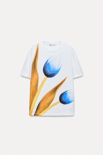 T-SHIRT INSCRIPTION FLEURS